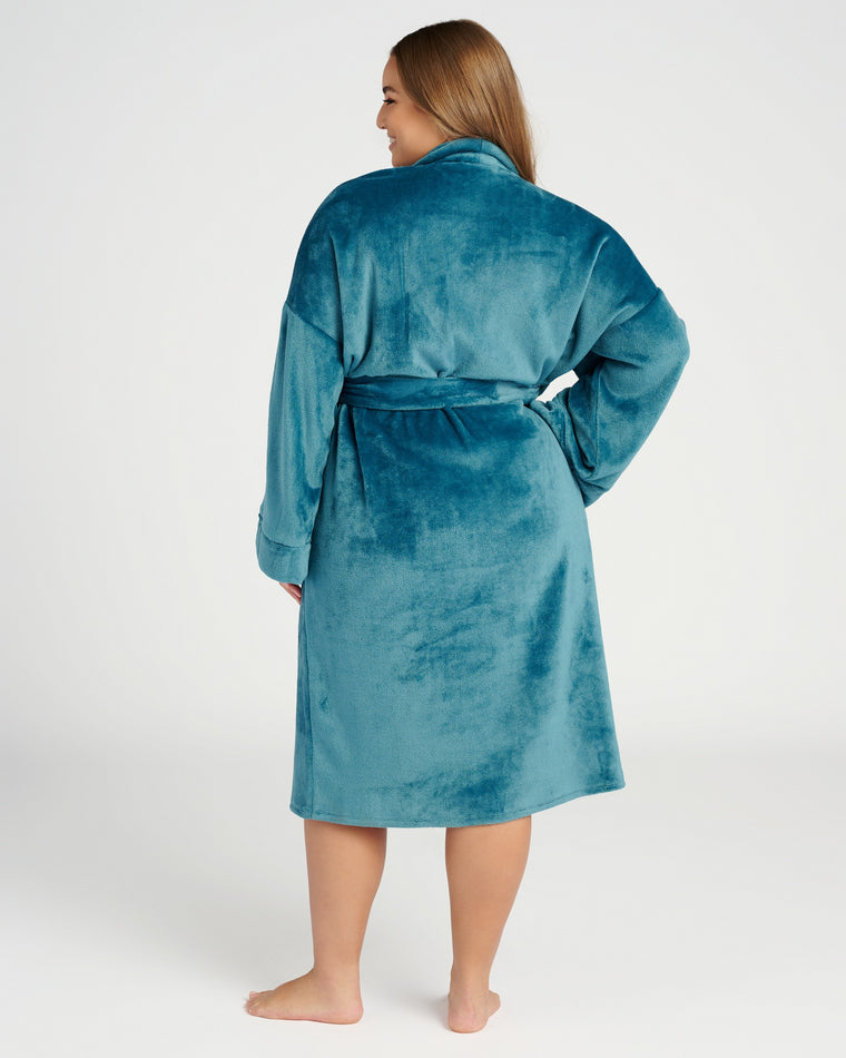 Blue Coral $|& Bobeau Sleepwear Long Sleeve Plush Robe - SOF Back