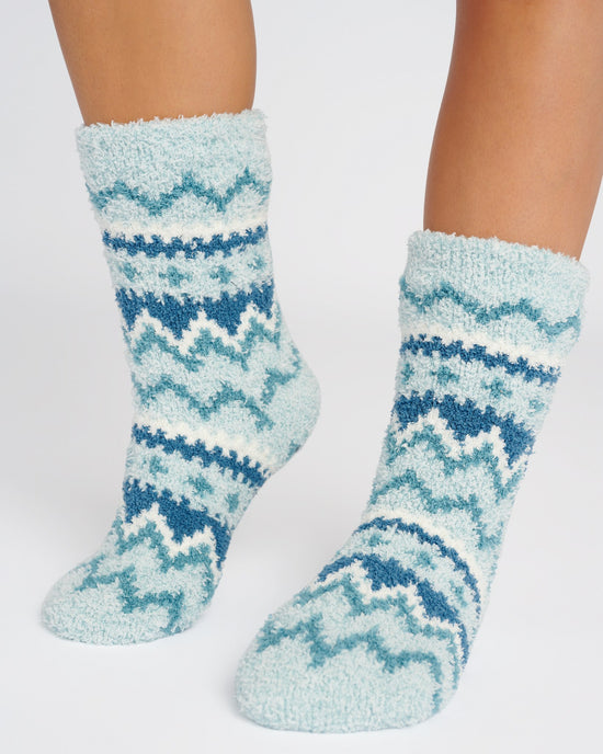 Cameo Blue/Ivory $|& MUK LUKS Cozy Sherpa Lined Cabin Sock  (2 Pair Pack) - SOF Detail
