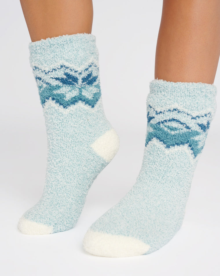 Cameo Blue/Ivory $|& MUK LUKS Cozy Sherpa Lined Cabin Sock  (2 Pair Pack) - SOF Front