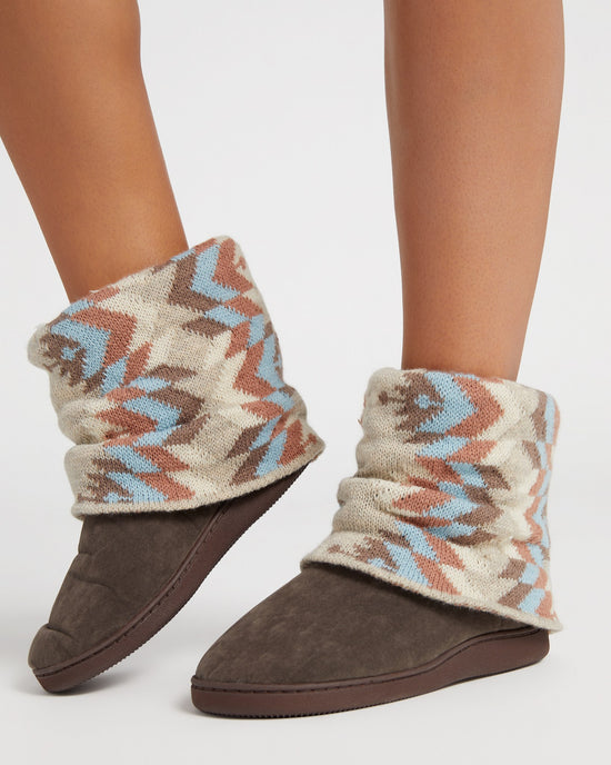 Oatmeal Feather Stripe $|& MUK LUKS Raquel Bootie - SOF Front
