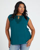 Plus Size Woven Cap Sleeve Mixed Material Top