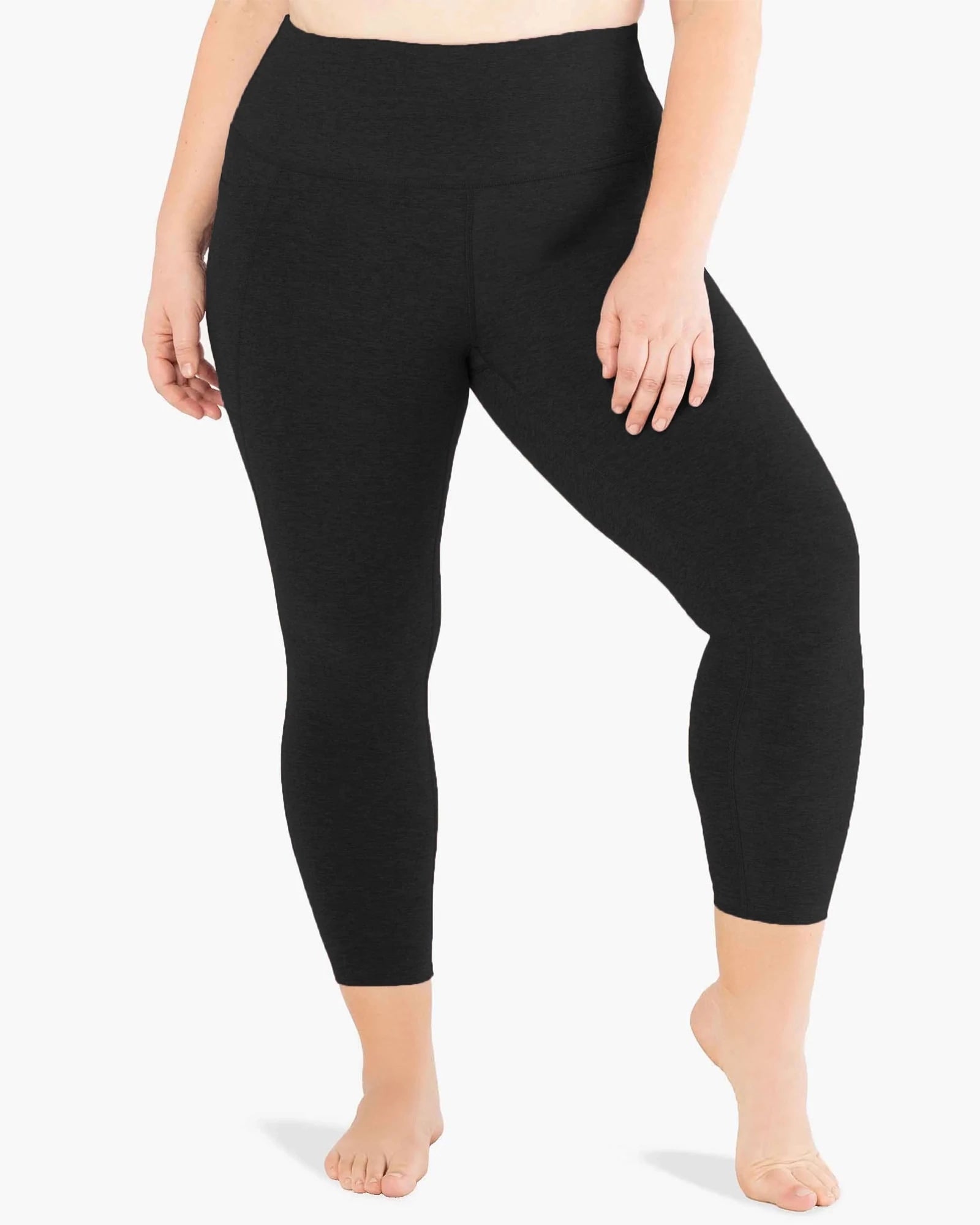Darkest Night $|& Beyond Yoga Spacedye Out Of Pocket High Waist Midi Legging - VOF Front