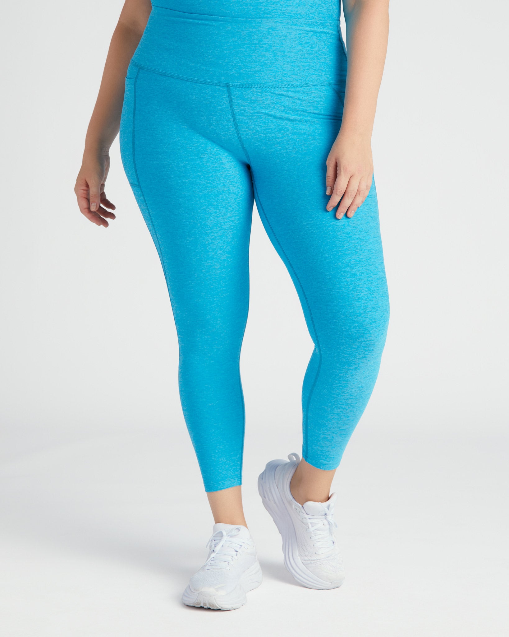 Blue Glow $|& Beyond Yoga Spacedye Out Of Pocket High Waist Midi Legging - SOF Front