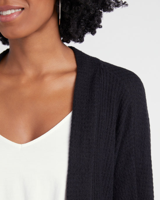 Black $|& W. by Wantable Brushed Thermal Cocoon Cardigan - SOF Detail
