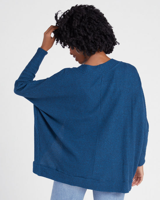 Ink Blue $|& W. by Wantable Brushed Thermal Cocoon Cardigan - SOF Back