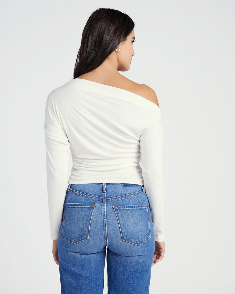 Off White $|& Lush One Shoulder Long Sleeve Top - SOF Back