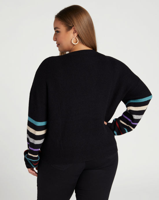 Black Multi $|& ACOA Striped Crew Neck Pullover Sweater - SOF Back