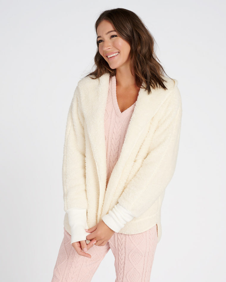 Winter White $|& Astrologie Sherpa Hoodie Cardigan - SOF Front