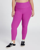 Magenta Heather Pink $|& Beyond Yoga Spacedye Out Of Pocket High Waist Midi Legging - SOF Front