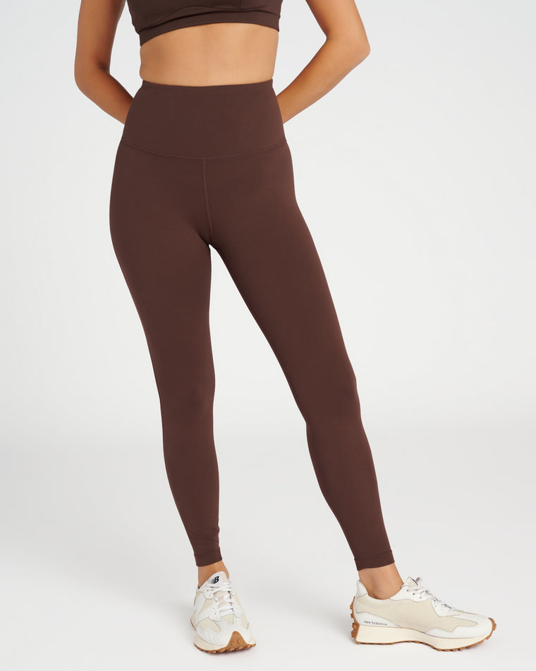 Chocolate Brown $|& MPG Sport Vital High Rise Peached Legging 25" - SOF Front