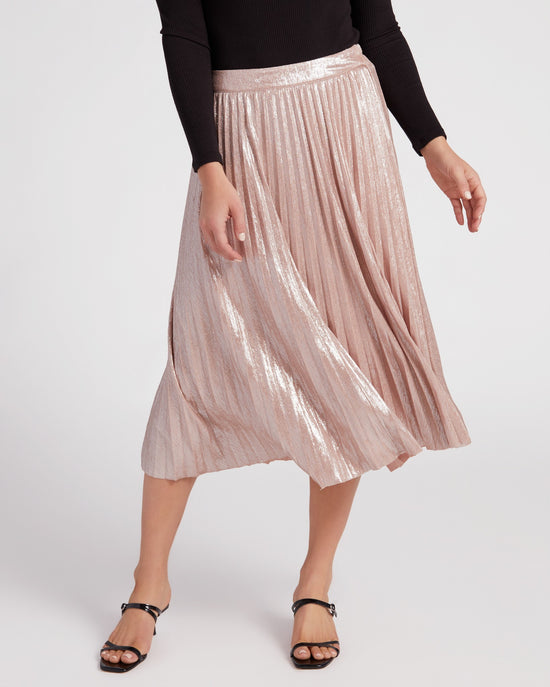 Champagne metallic outlet pleated skirt