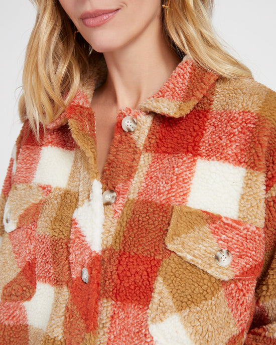 Sunset Orange Plaid $|& Herizon Yukon Sherpa Jacket - SOF Detail