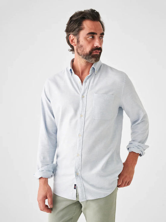 Blue Heather $|& Faherty Stretch Oxford Shirt - VOF Front