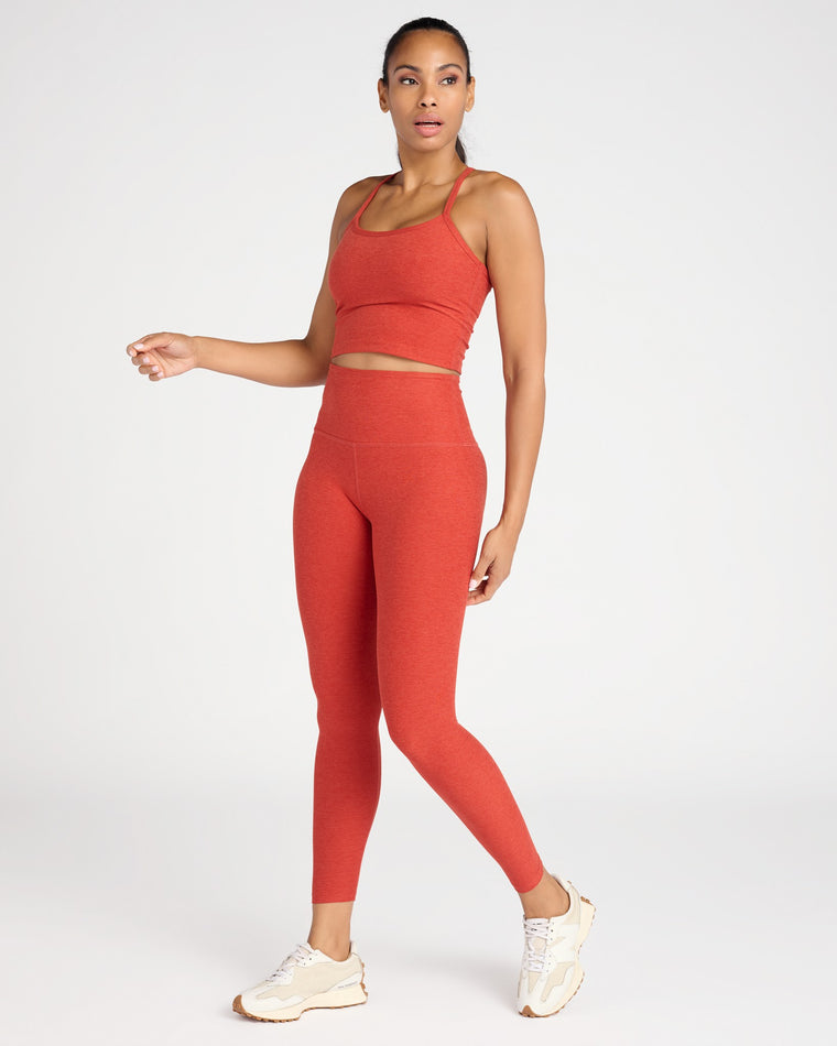 Red Sand Heather $|& Beyond Yoga Spacedye Caught In The Midi High Waisted Legging - SOF Full Front