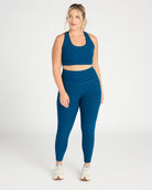 Blue Gem Heather $|& Beyond Yoga Spacedye Out Of Pocket High Waist Midi Legging - SOF Full Front