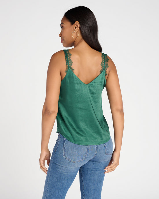 Hunter Green $|& Skies Are Blue Lace Trim Cami Top - SOF Back