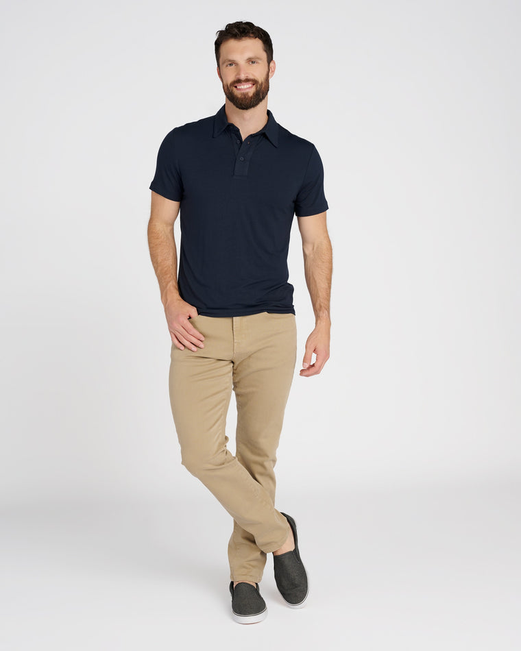 Dark Blue $|& Greyson Clothiers Leopold Polo - SOF Full Front