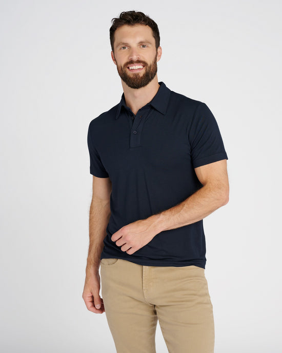 Dark Blue $|& Greyson Clothiers Leopold Polo - SOF Front