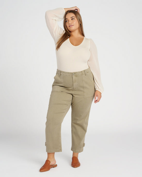 Pewter Green $|& Liverpool Utility Cargo Crop - SOF Full Front