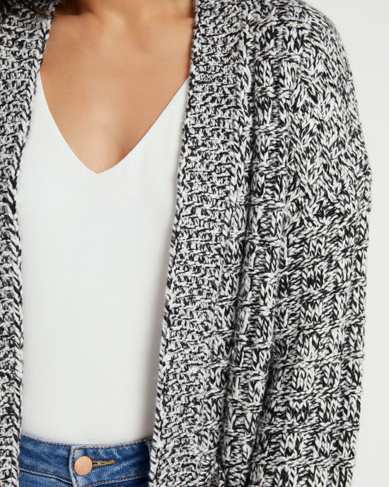 Cream- Black $|& Skies Are Blue Marled Open Knit Cardigan - SOF Detail