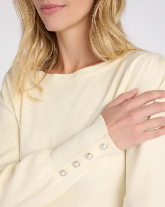 Cream $|& Skies Are Blue Knit Sweater with Jewel Sleeve Detail - SOF Detail