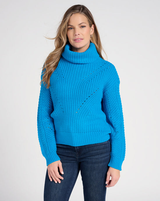 Aqua Blue $|& Skies Are Blue Criss Cross Detail Sweater - SOF Front