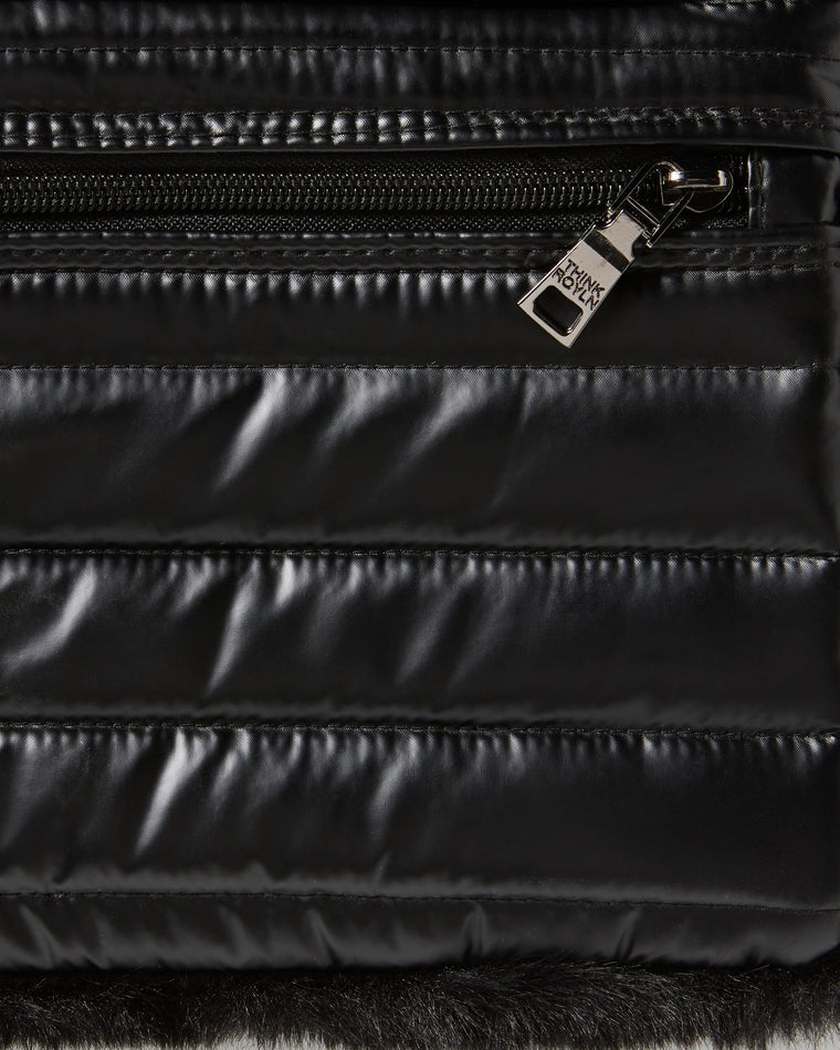 Pearl Black w/ Black Faux Fur $|& Think Royln Deluxe Bum Bag 2.0 - Hanger Detail