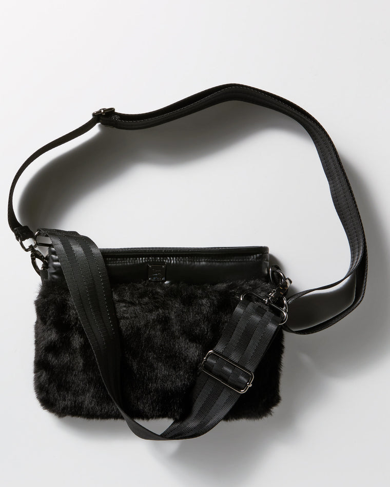 Pearl Black w/ Black Faux Fur $|& Think Royln Deluxe Bum Bag 2.0 - Hanger Front