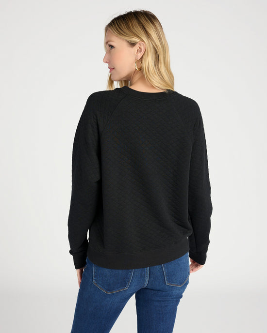 Black $|& Z Supply Volt Quilted Sweatshirt - SOF Back