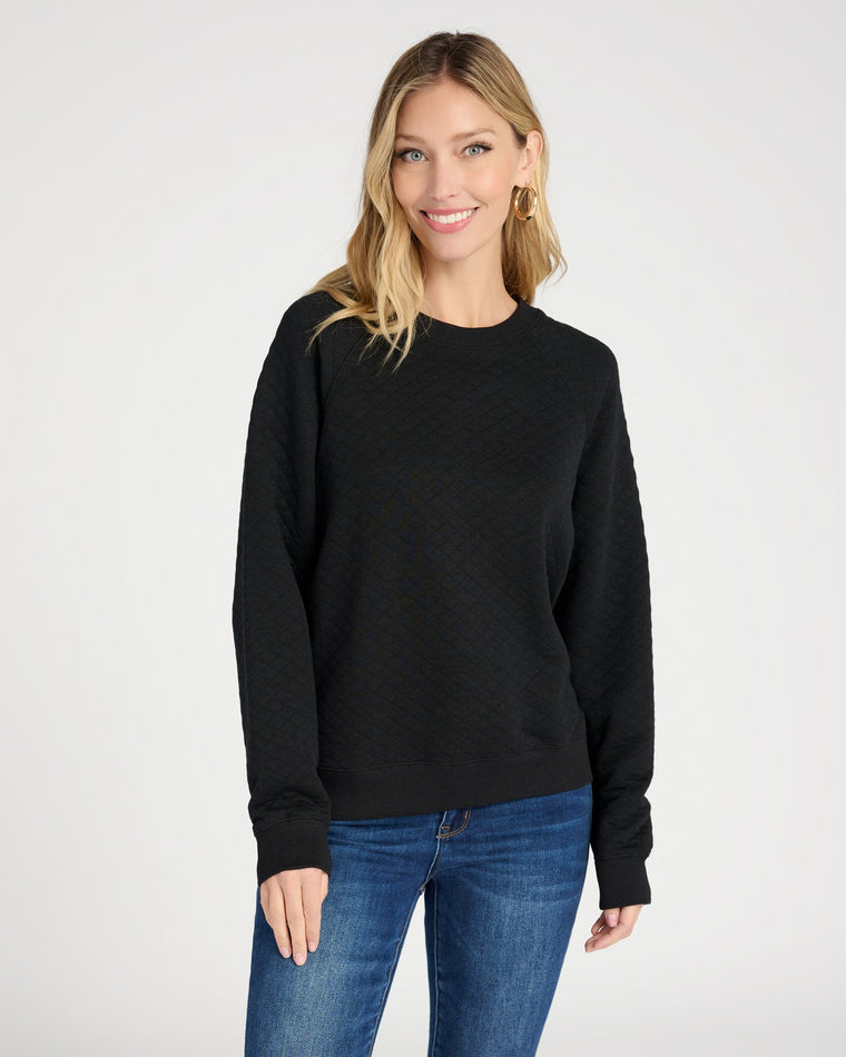 Black $|& Z Supply Volt Quilted Sweatshirt - SOF Front