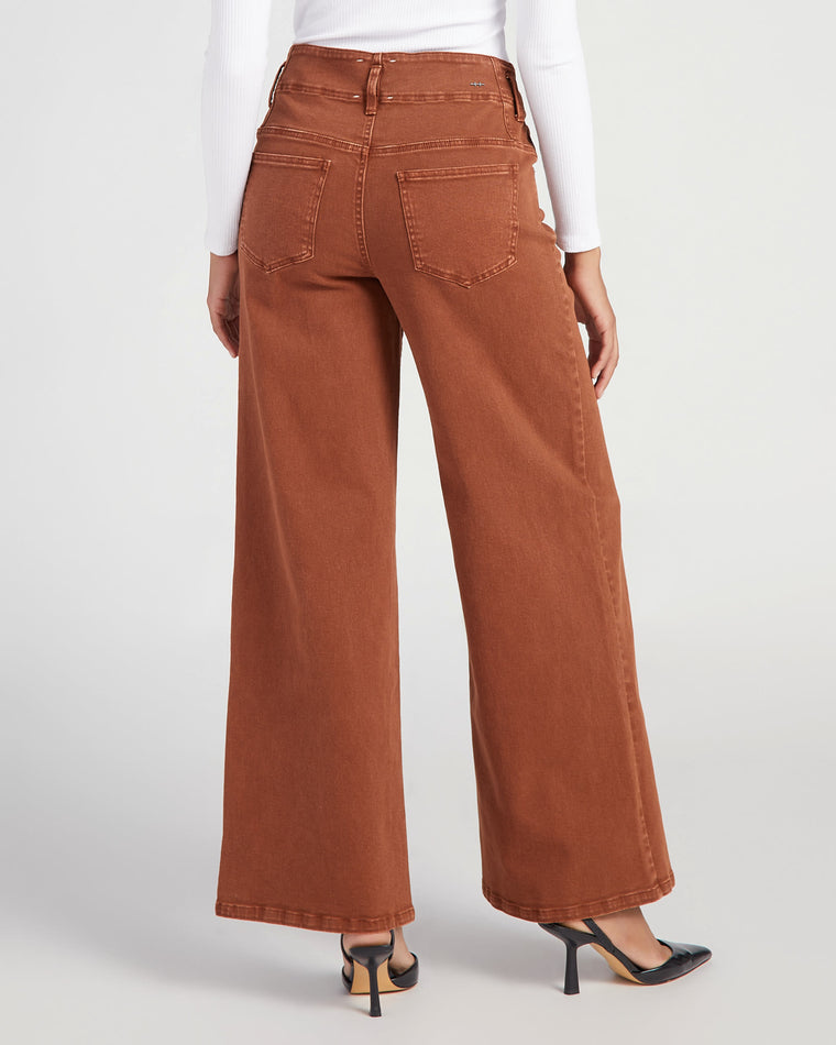 Vicuna Brown $|& Habitual Wide Leg Extended Waistband Jean - SOF Back