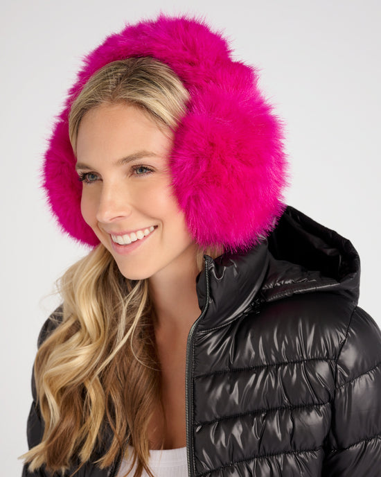 Hot Pink $|& Jocelyn Faux Long Hair Fur Earmuffs - SOF Detail