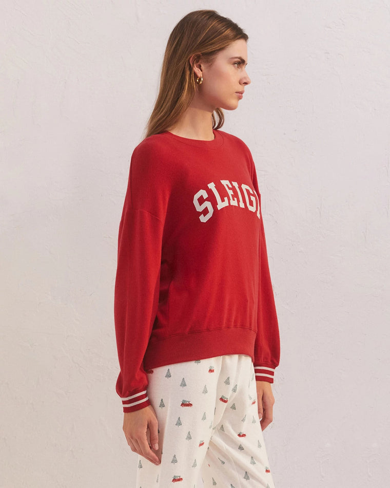 Red Cheer $|& Z Supply Lounge Sleigh Long Sleeve Top - VOF Side