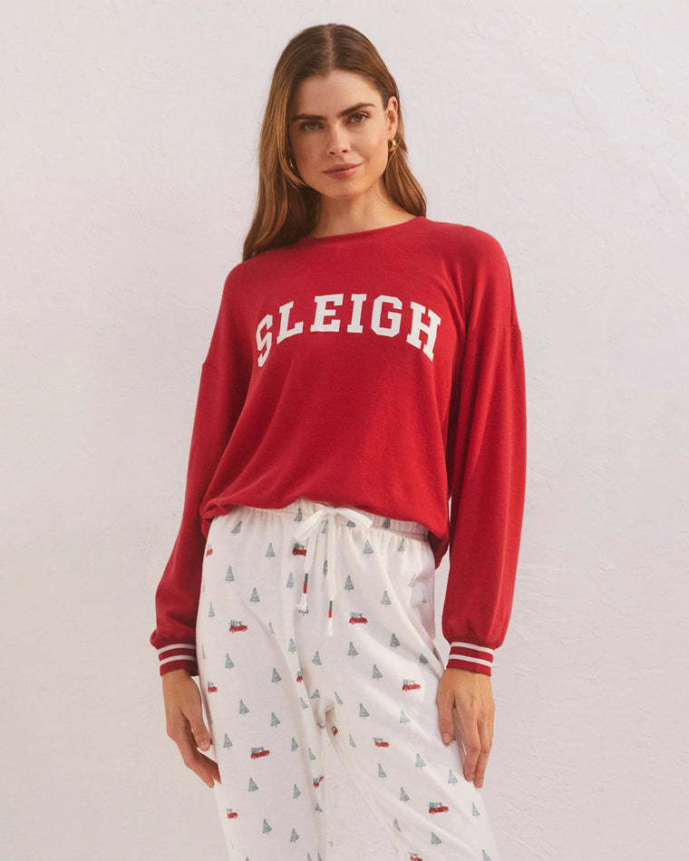 Red Cheer $|& Z Supply Lounge Sleigh Long Sleeve Top - VOF Front