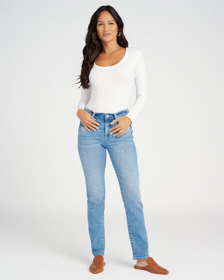 Medium Blue $|& Ceros Jeans Mid Rise Slim Straight - SOF Full Front