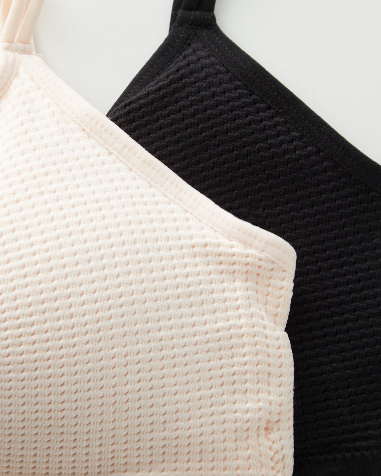 Black/Light Pink $|& real Underwear Seamless Ruched Bra 2 Pack - Hanger Detail