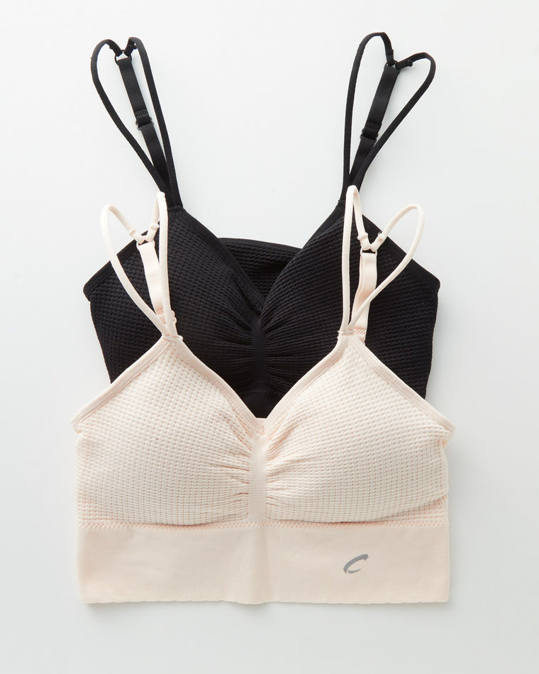 Black/Light Pink $|& real Underwear Seamless Ruched Bra 2 Pack - Hanger Front