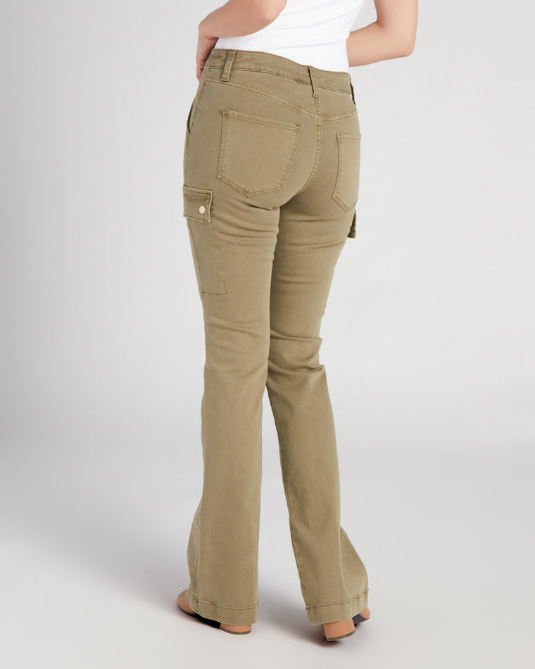 Sosana - High-Waist Star Print Zip-Detail Boot-Cut Cargo Pants | YesStyle