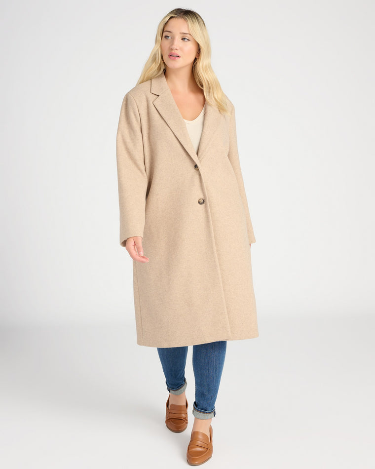 Beige $|& Papillon Lapeled Coat with Pockets - SOF Front