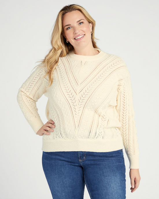 Cream $|& Papillon V Cable Knit Sweater - SOF Front
