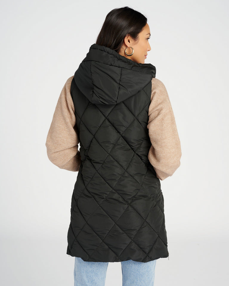Puffer Hood Vest with Side Detail