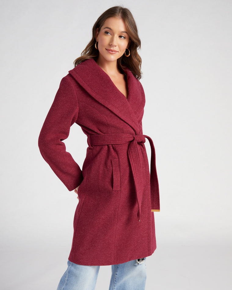 Wine $|& Papillon Lapeled Coat with Pockets - SOF Front