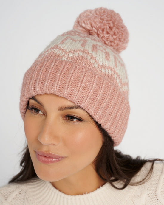 Dusty Pink $|& David & Young Mama Beanie with Yarn Pom - SOF Detail