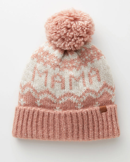 Dusty Pink $|& David & Young Mama Beanie with Yarn Pom - Hanger Front