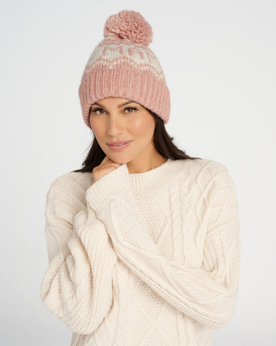 Dusty Pink $|& David & Young Mama Beanie with Yarn Pom - SOF Front
