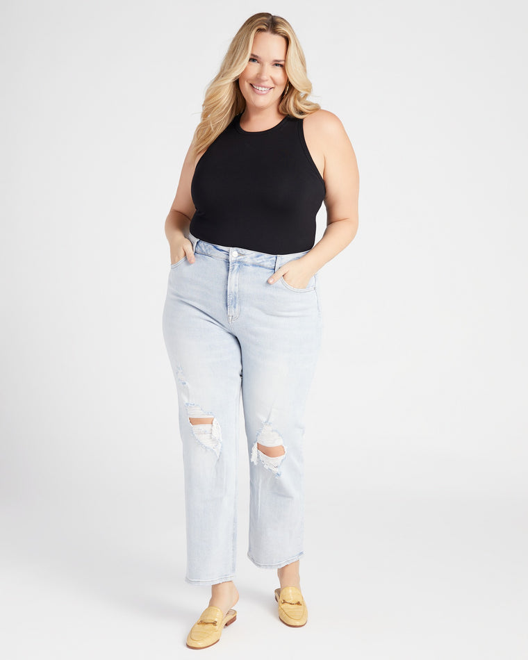 Light Wash $|& Risen Jeans High Rise Straight Jeans - SOF Full Front
