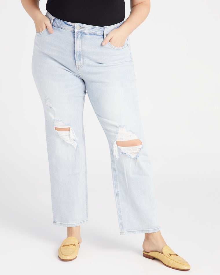 Light Wash $|& Risen Jeans High Rise Straight Jeans - SOF Front