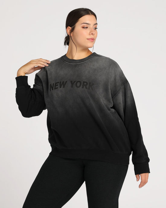 New York in Black $|& Z Supply Syd Destination Sweatshirt - SOF Front