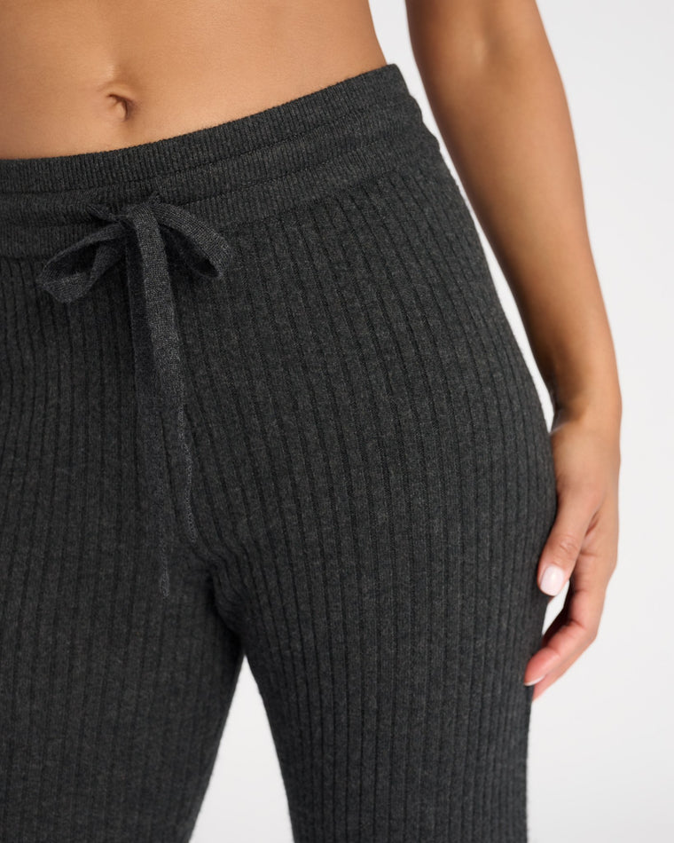 Charcoal Heather $|& Spiritual Gangster Luxe Essential Ribbed Jogger - SOF Detail