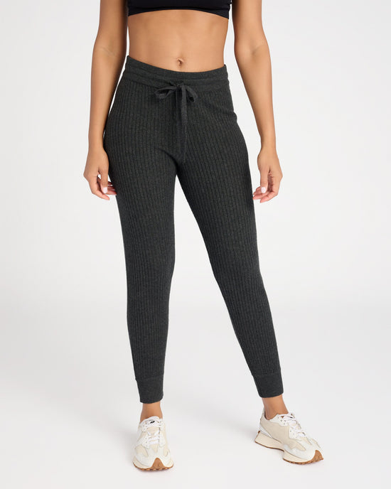 Charcoal Heather $|& Spiritual Gangster Luxe Essential Ribbed Jogger - SOF Front